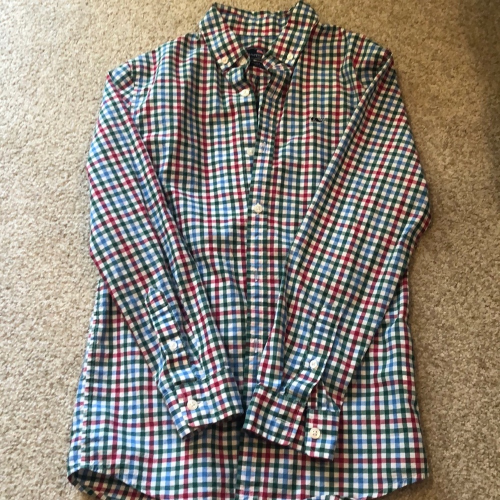 Boys vineyard vines checkered whale shirt